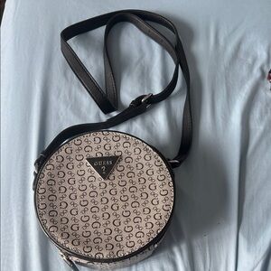 Guess Black and White Monogram Circle Bag